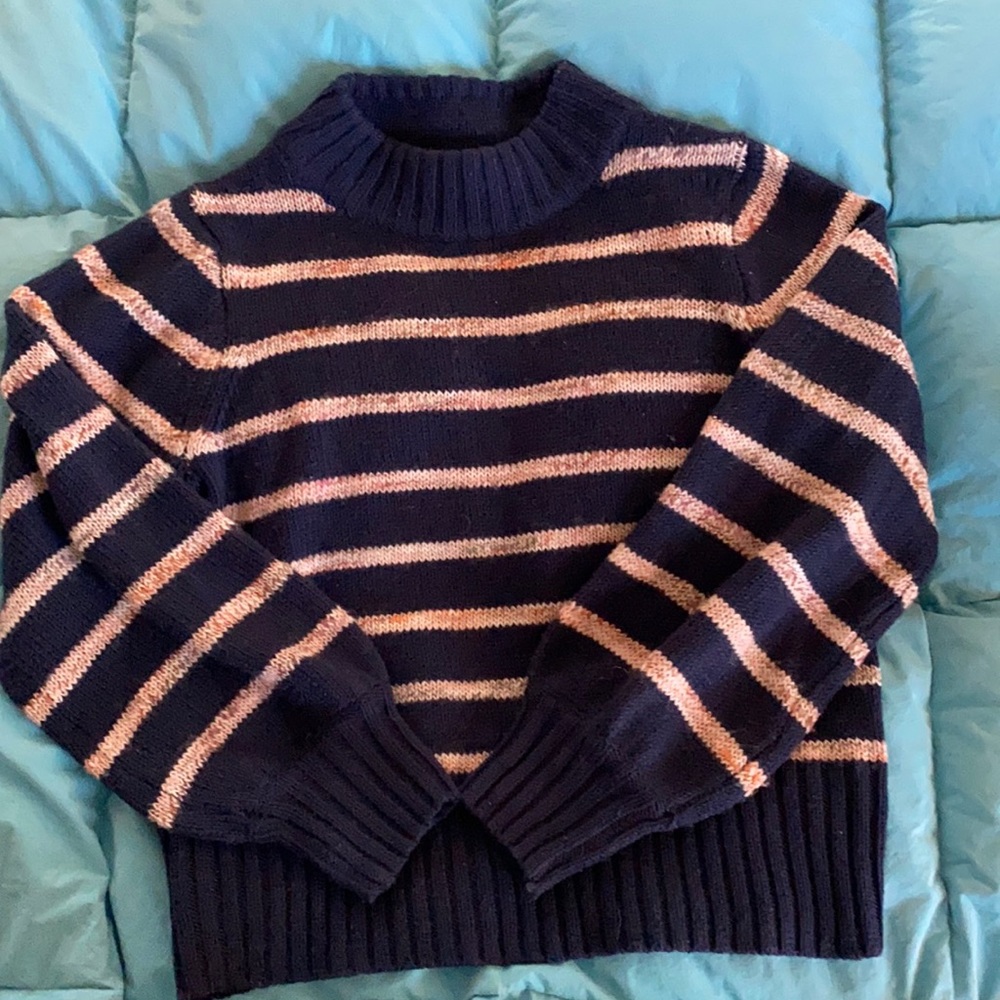 Madewell Stripe Metcalf Mock Neck Sweater